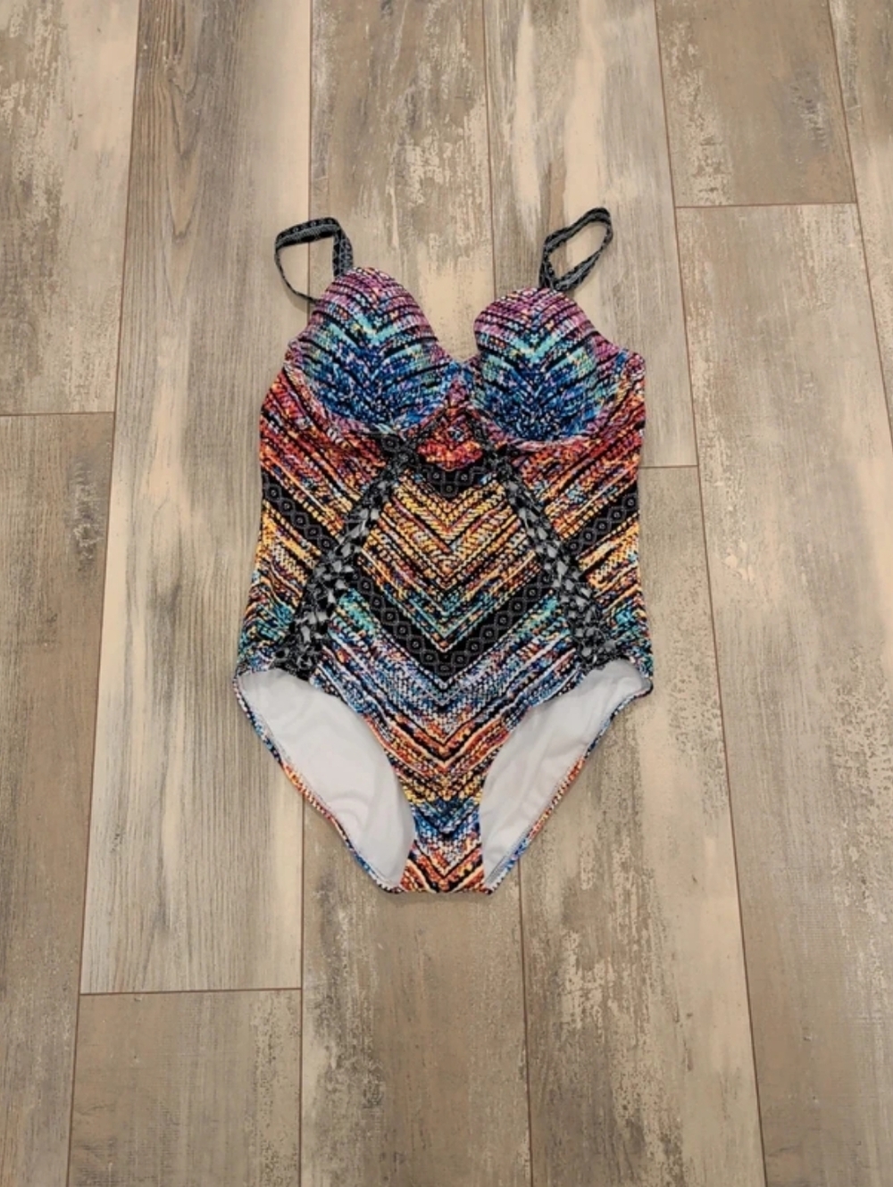 Colorful Chevron One-Piece Swimsuit